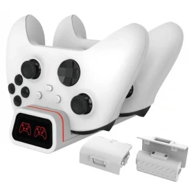 Зарядная станция DOBE для 2- x геймпадов + 2 аккумулятора 800 мАч (Xbox One/Series X/S), Белая (TYX-19006X)