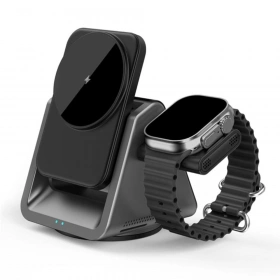 Беспроводная зарядная станция Wiwu Power Air 3in1 Wireless Charger Wi-W018 15W, Чёрная