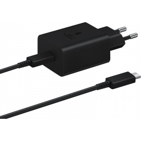 Сетевое зарядное устройство Samsung USB-C 45W + Cable Type-C to Type-C, Чёрное (EP-T4510)