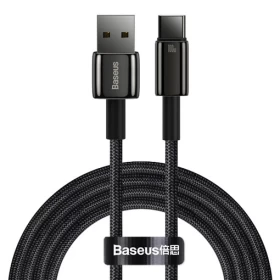 Кабель Baseus Tungsten Gold Fast Charging Data Cable USB to Type-C 100W 2м, Чёрный (CAWJ000101)