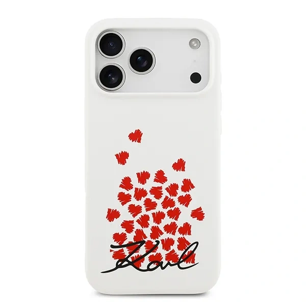 Накладка Lagerfeld для iPhone 17 Pro Max Liquid Silicone Hearts Hard (MagSafe), Белая (KLHMP17XSMHBKSOH). Фото 2