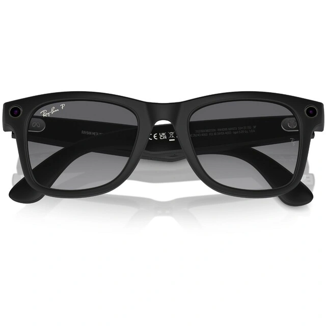 Умные очки Ray Ban Wayfarer RW4008 Матовый черный / Поляризационные градиентные графитовые M 155-53мм (601/ST353). Фото 4