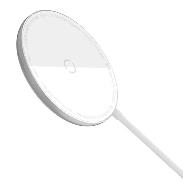 Беспроводное зарядное устройство Baseus Simple Mini3 Magnetic Wireless Charger 15W, Silver (CCJJ040012). Фото 4