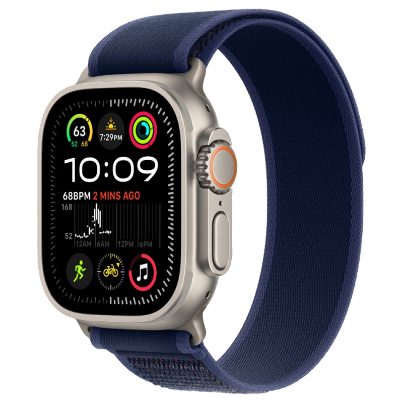 Apple Watch Ultra 2 (2024) GPS+Cellular 49mm, Natural Titanium ремешок "Blue Trail Loop", размер M/L 145–210mm (MX4L3). Фото 1