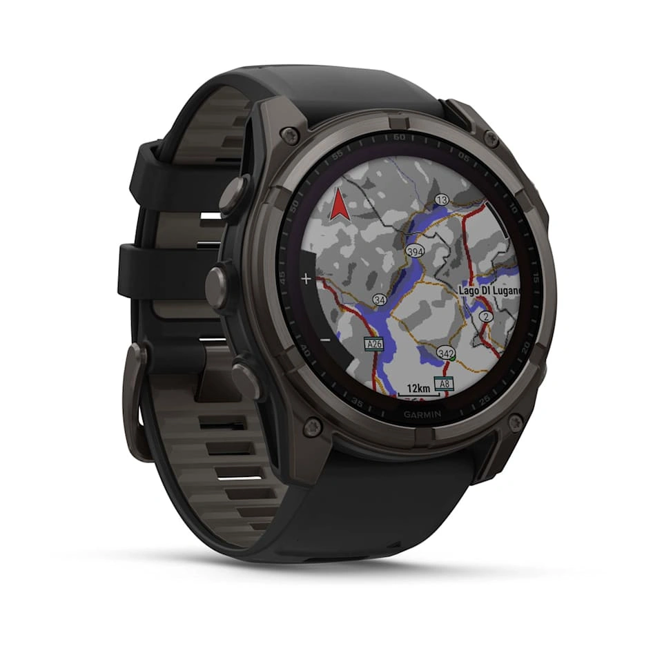 Умные часы Garmin Fenix 8 51mm, Solar, Sapphire, Carbon Gray DLC Titanium with Black/Pebble Gray Silicone Band (010-02907-70). Фото 3