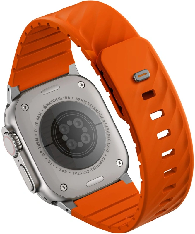 Ремешок Uniq FLUO Silicone Rubber для Apple Watch 44/45/49мм, Volt Orange (49-40MM-FLUOVORG). Фото 2