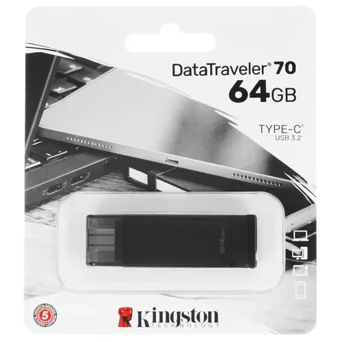 Накопитель Kingston DataTraveler 70, 64GB USB 3.0, Чёрный. Фото 1