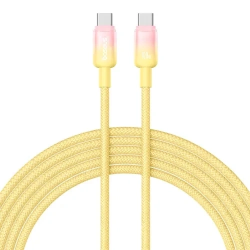Кабель Baseus Discolor Series Fast Charging Cable USB-C to USB-C 100W 1м, Yellow (P10374902Y11-00). Фото 1