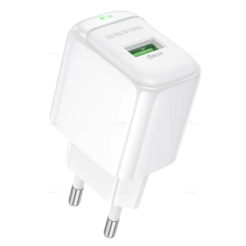 Сетевое зарядное устройство Borofone BAS42A USB-A/18W/QC3.0 charger, Белое. Фото 1