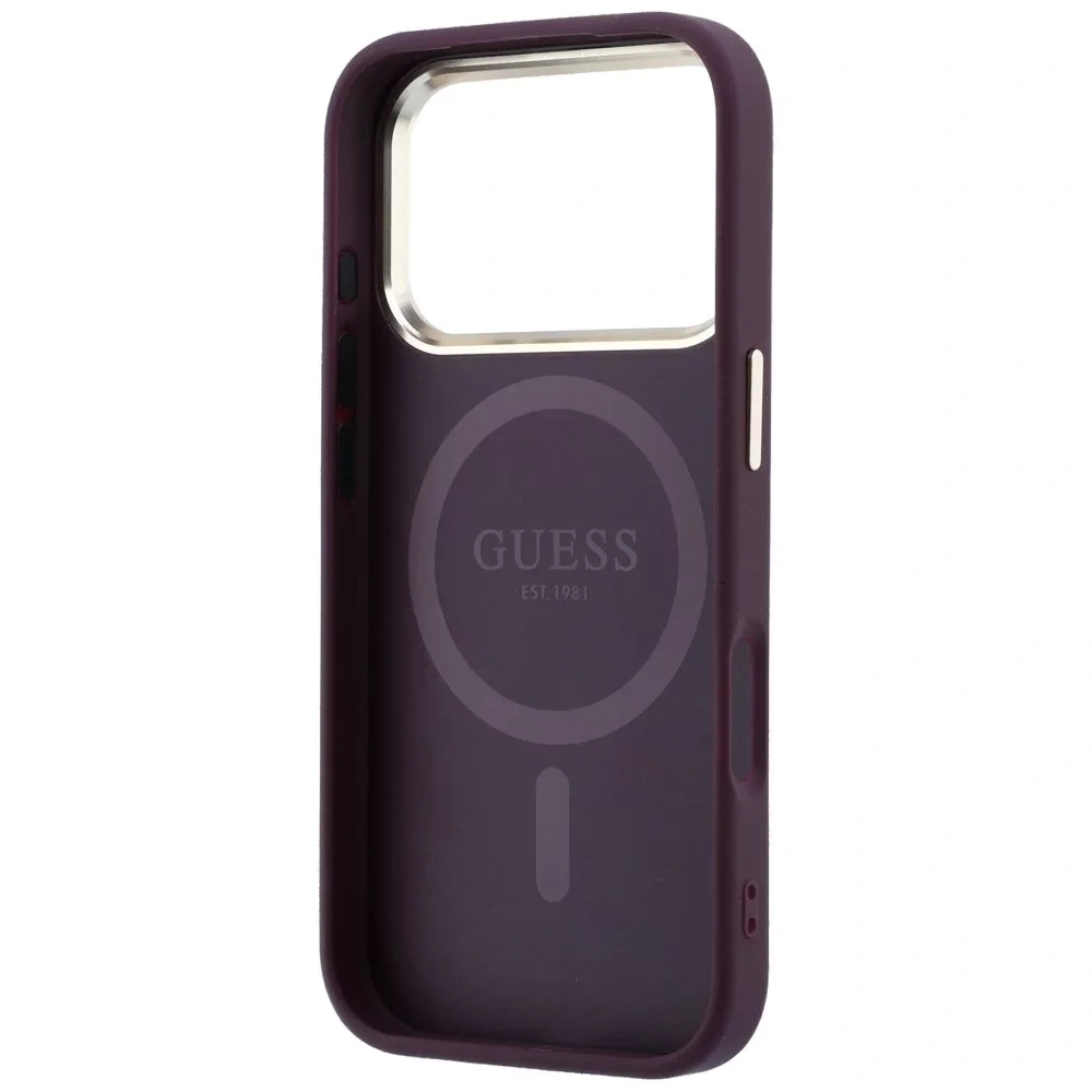 Накладка Guess для iPhone 18 Pro Max/17 Pro Max Saffiano 4G Small Metal logo&Cam Hard (MagSafe), Burgundy (GUHMP18X6PSA4DMU). Фото 5