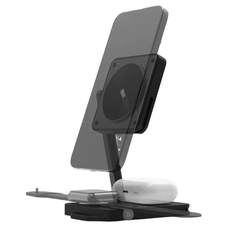 Беспроводная зарядная станция Aulumu 4-in-1 Folding MagSafe 15W, Black (UA-M01-BK-2). Фото 3