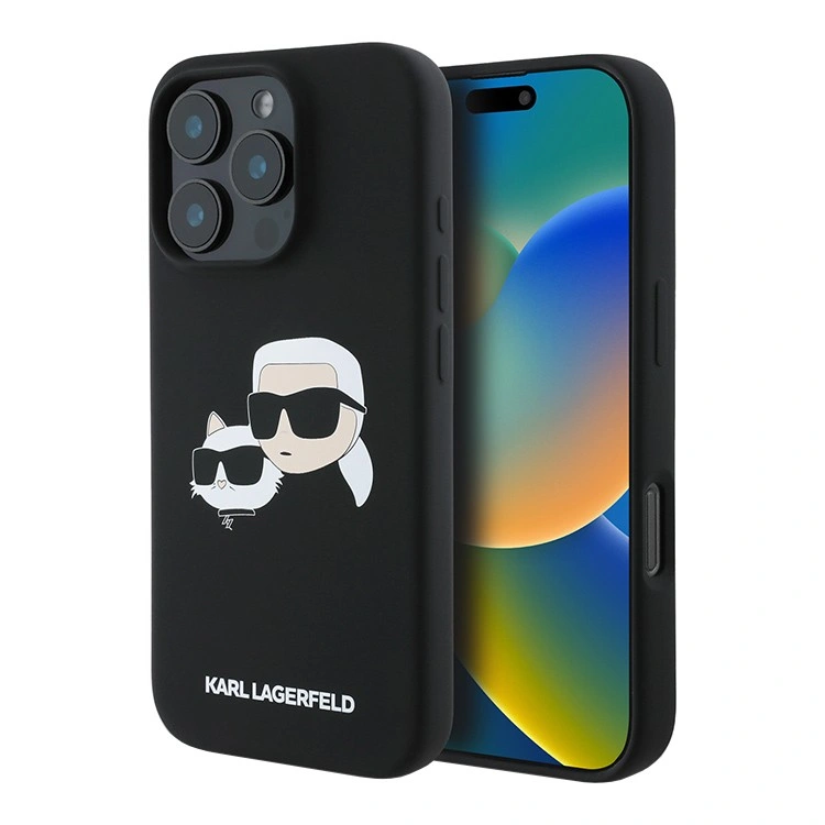 Накладка Lagerfeld для iPhone 16 Pro Max Liquid Silicone NFT Karl & Choupette Head Hard (MagSafe) (KLHMP16XSKCHPPLK). Фото 1