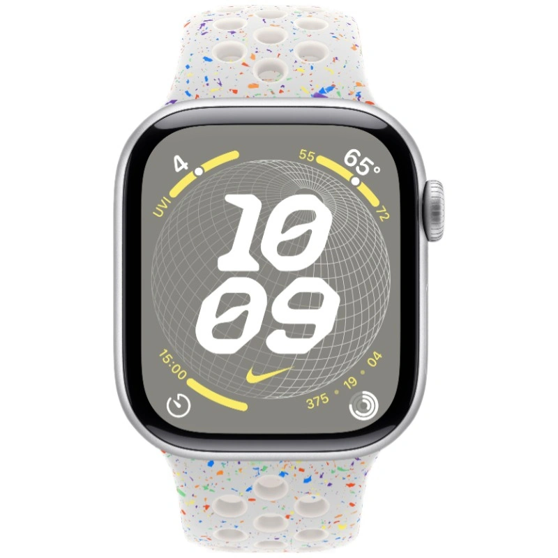 Apple Watch Series 10, 42 мм, серебристый алюминий, спортивный ремешок Nike цвета "Pure Platinum", S/M (MWWW3). Фото 2