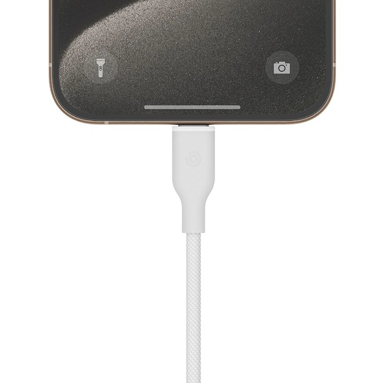 Кабель EnergEA Bazic GoCharge Weave USB-C to USB-C 60Вт 480 Мбит/с, Плетёный белый 1.5м (CBL-GCWE-WHT150). Фото 4