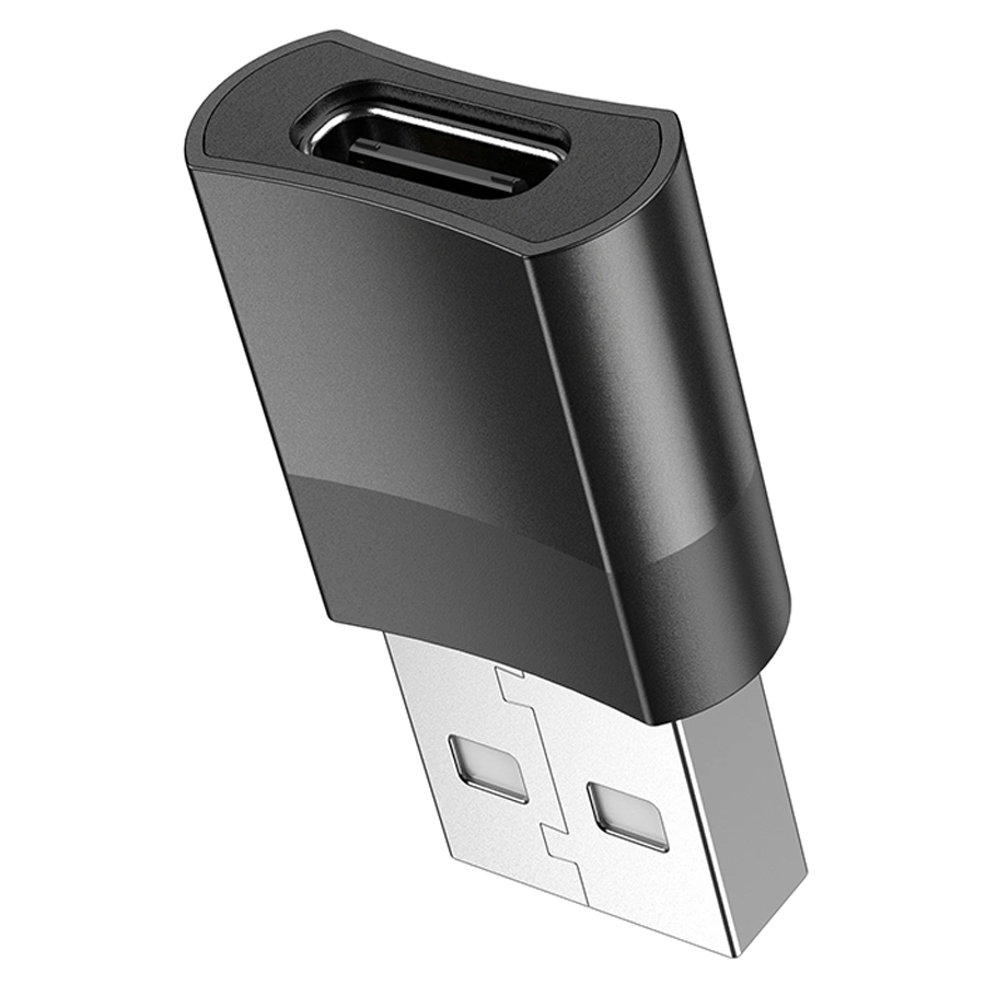 Переходник Hoco UA17 USB to Type-C USB2.0, Чёрный. Фото 3