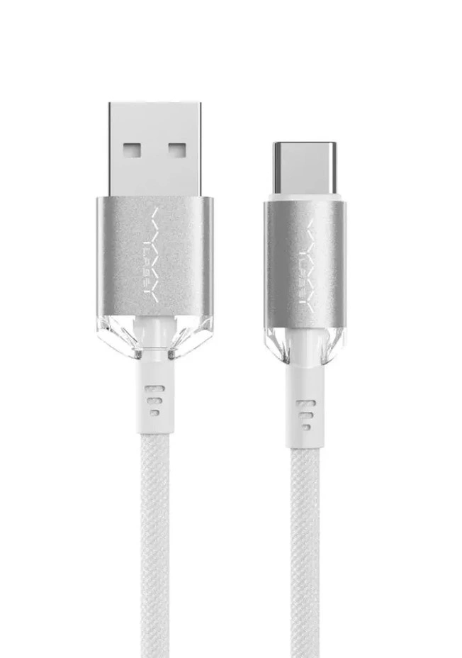 Кабель Vyvylabs Crystal Series Fast Charging Data Cable USB to Type-C 3A 1m, Белый (VCSUC-01). Фото 2