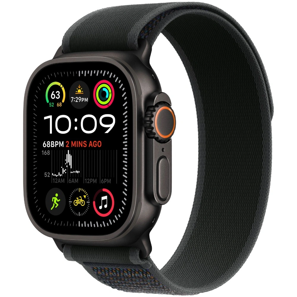 Apple Watch Ultra 2 (2024) GPS+Cellular 49mm, Black Titanium ремешок "Black Trail Loop", размер S/M 130-190mm (MX4U3). Фото 1