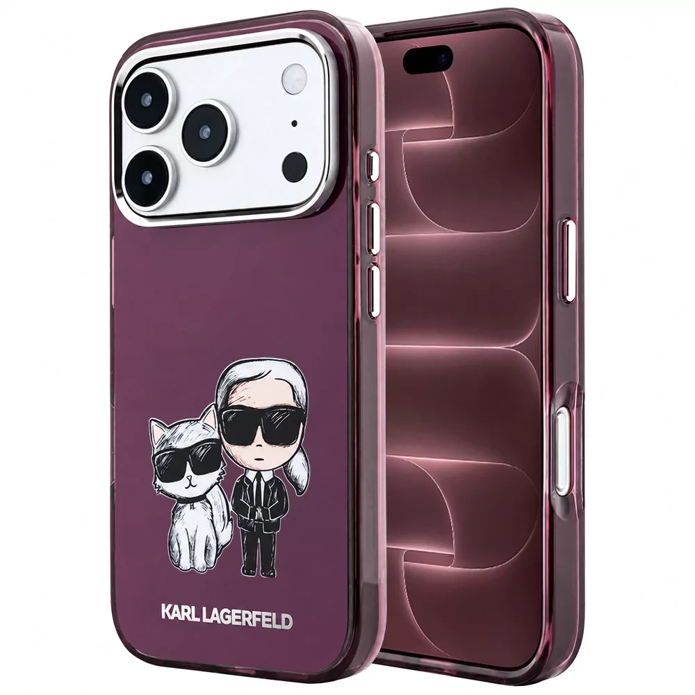 Накладка Lagerfeld для iPhone 18 Pro Max/17 Pro Max IML Sketch Karl&Choupette body Met cam Hard (MagSafe), Burgundy (KLHMP18X6HKCIDR). Фото 1
