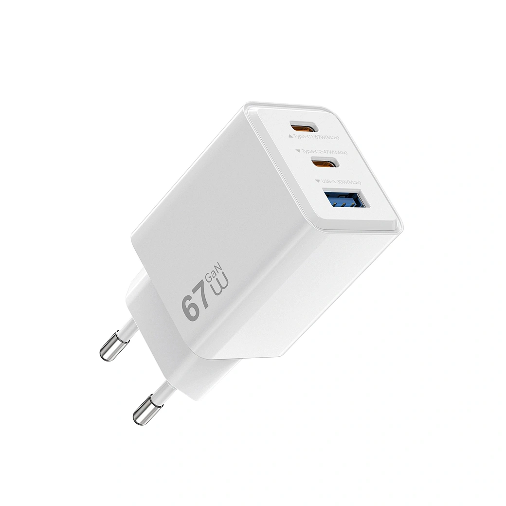 Сетевое зарядное устройство Wiwu Cube 67W 2C+A GaN Fast Charger Wi-G026, Белое. Фото 3