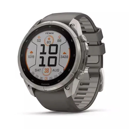 Умные часы Garmin Fenix 9 Pro 51MM, SOLAR, LTE, Titanium with pebble gray/silver gray silicone band. Фото 1