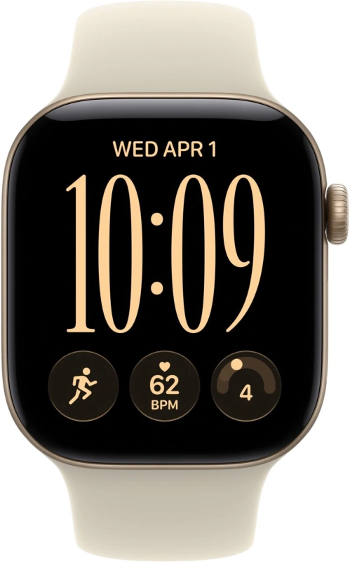 Умные часы Apple Watch Series 12 GPS, 42мм, Светло-золотой алюминиевый корпус, спортивный ремешок песочного цвета, размер M/L 150-200 мм (MJEE4). Фото 2