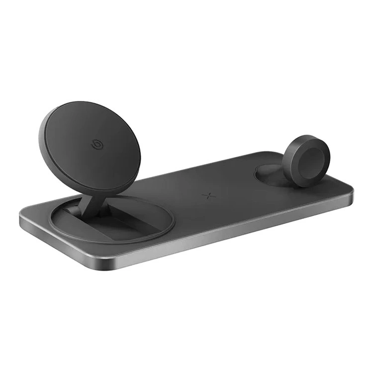 Беспроводное зарядное устройство EnergEA Bazic GoMag Station 3-in-1 (with Apple watch charger) 15W, Black (GM-STN-BLK). Фото 5