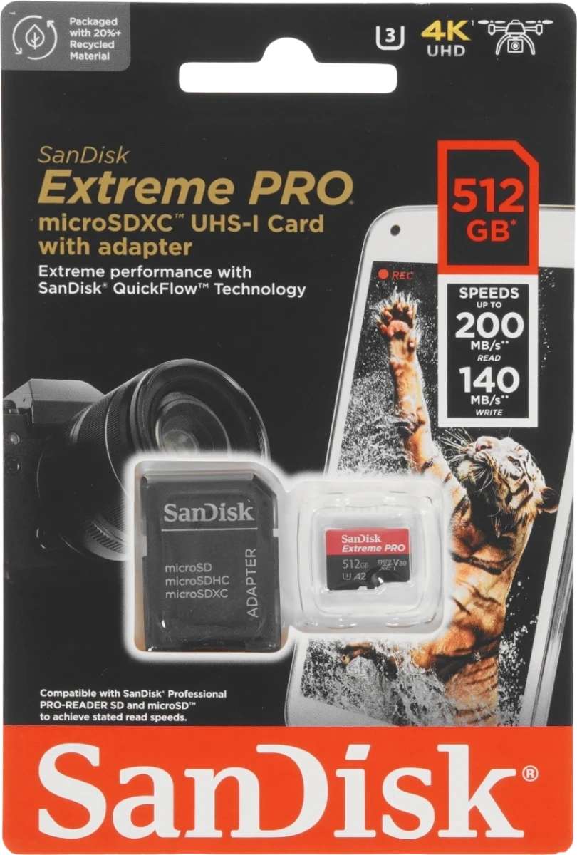 Карта памяти SanDisk Extreme Pro 512GB MicroSD (SDSQXCD-512G-GN6MA). Фото 1