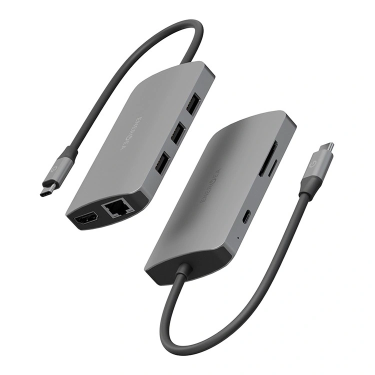 Хаб EnergEA AluHUB HD PRO2 8-in-1 Superspeed Aluminium USB-C 100W, Gunmetal (HUB-HDPRO2-GUN). Фото 1