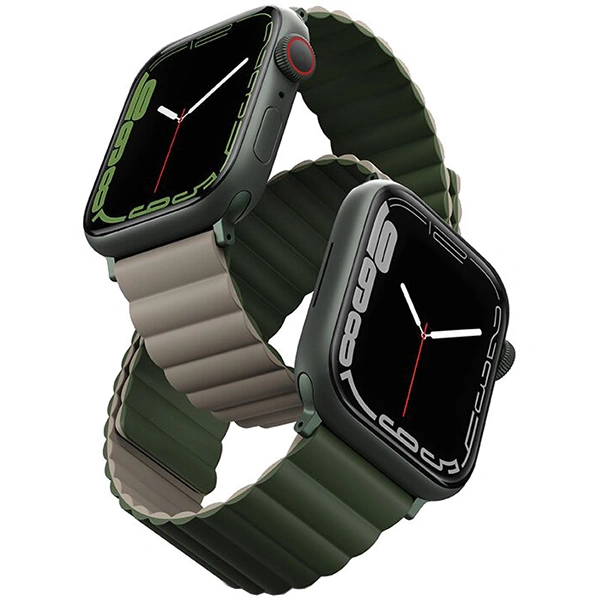 Ремешок Uniq для Apple Watch 44/45/46/49мм Revix Reversible Magnetic, Green/Taupe (45MM-REVGRNTPE). Фото 1