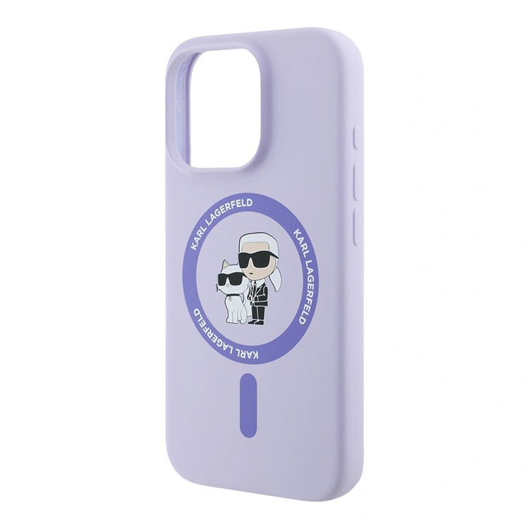 Накладка Lagerfeld для iPhone 16 Pro Max Liquid Silicone NFT Karl & Choupette Head Hard (MagSafe), Purple (KLHMP16XSCMKCRHU). Фото 3