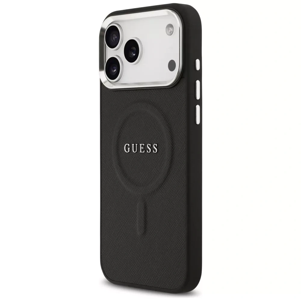 Накладка Guess для iPhone 18 Pro Max / 17 Pro Max PU Grained leather Metal logo &Cam Hard (MagSafe), Black (GUHMP18XPSAREGSK). Фото 3