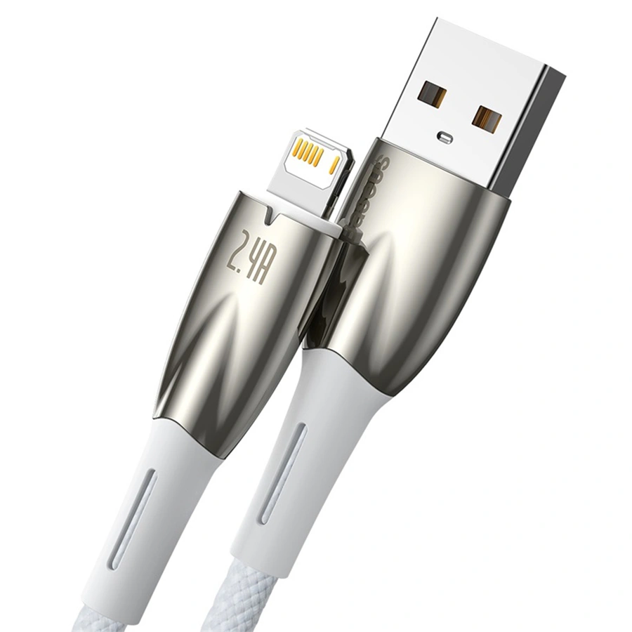 Кабель Baseus Glimmer Series Fast Charging Data USB - Lightning 12W 1m, White (CADH000202). Фото 2