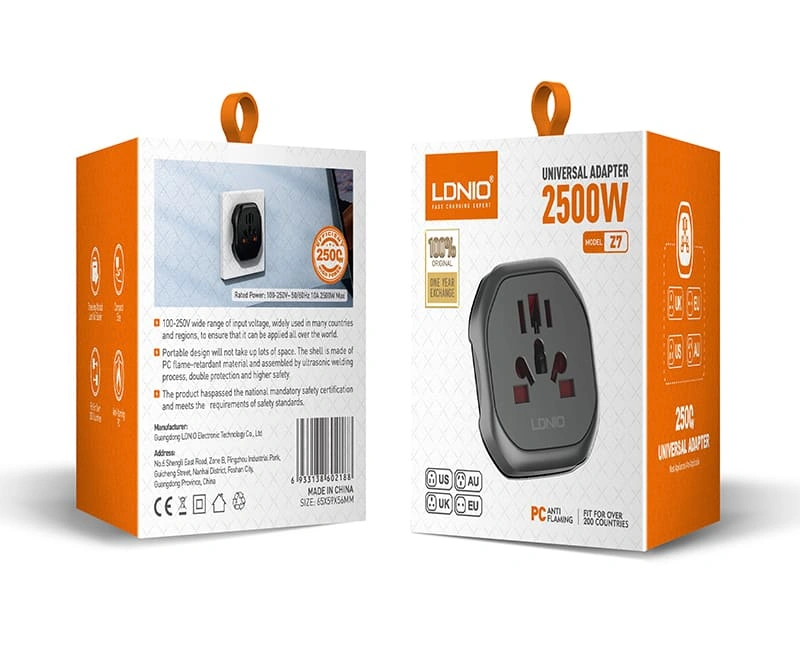 Адаптер-переходник LDNIO Z7 для евророзеток, Чёрный. Фото 2