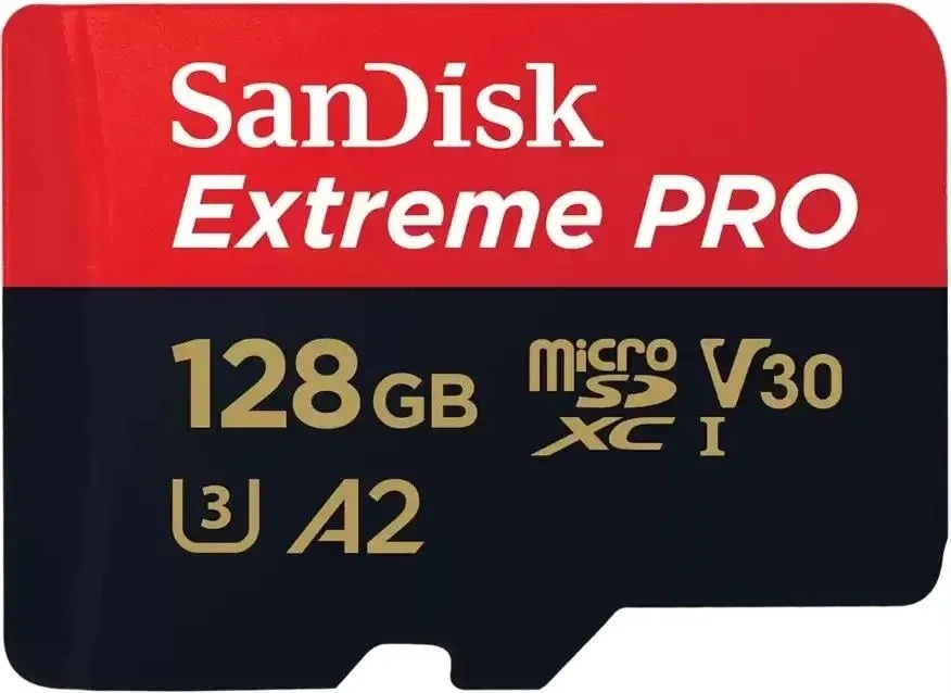 Карта памяти Sandisk Extreme Pro + SD адаптер 128GB microSDXC Class 10 (SDSQXCD-128G-GN6MA). Фото 2