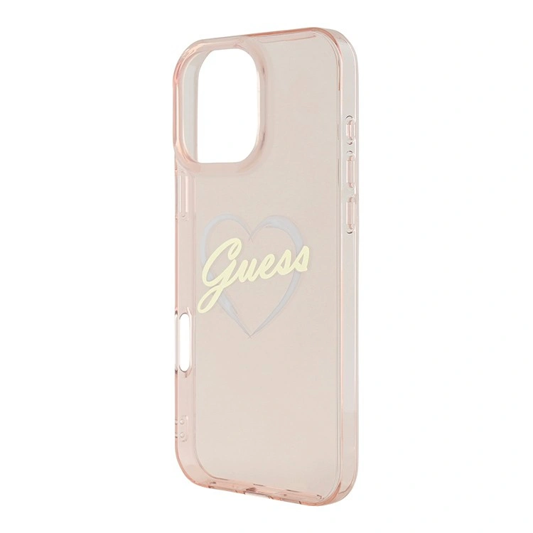 Накладка Guess для iPhone 16 Pro Max PC/TPU Heart Hard, Pink (GUHCP16XHCHGSPP). Фото 4
