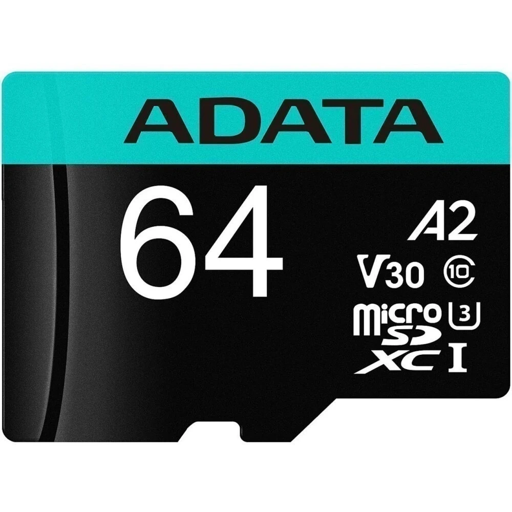 Карта памяти AData Premier Pro 64 ГБ MicroSD + SD адаптер (AUSDX64GUI3V30SA2-RA1). Фото 2