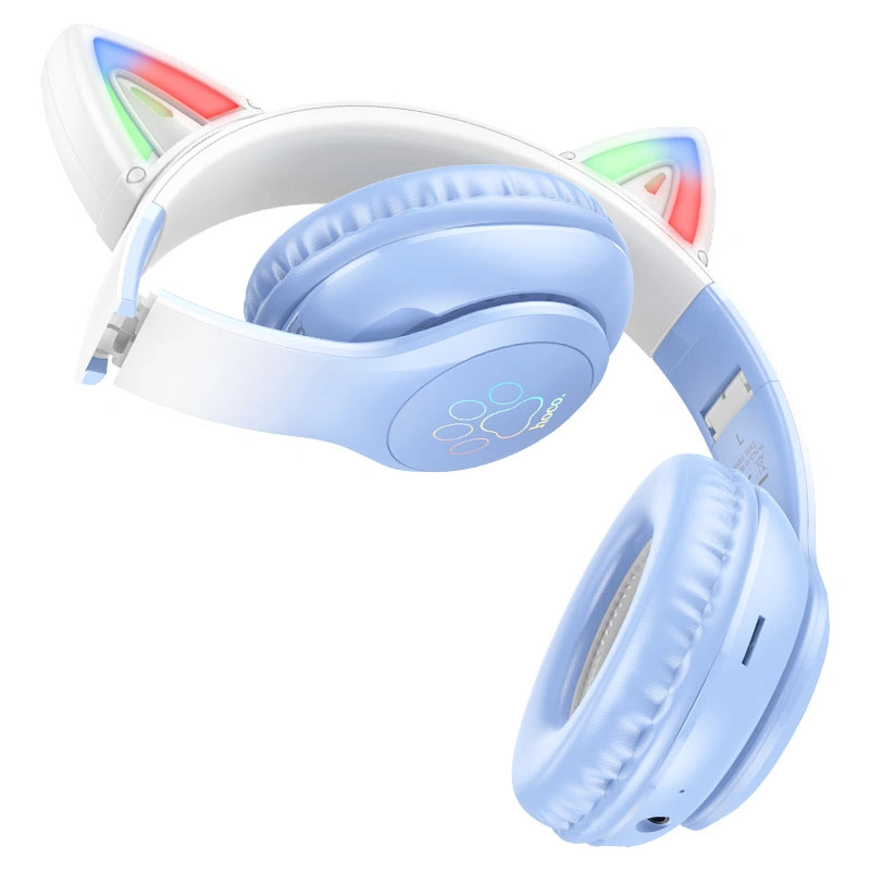 Беспроводные наушники Hoco W42 Cat, Crystal blue. Фото 2