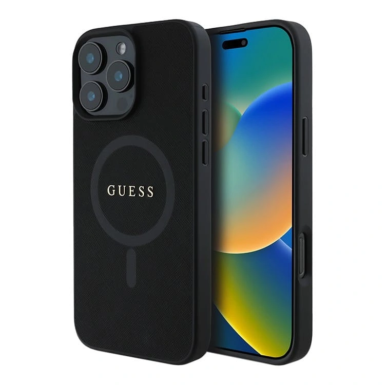 Накладка Guess для iPhone 16 Pro Max PU Saffiano (MagSafe), Black (GUHMP16XPSAHMCK). Фото 1