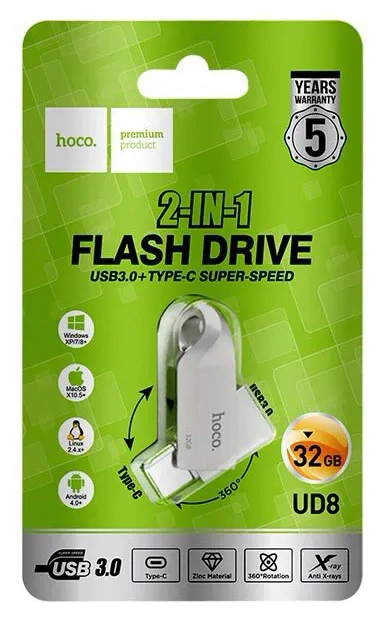 Накопитель Hoco UD8 Smart Type-C USB drive 32Gb USB 3.0. Фото 2