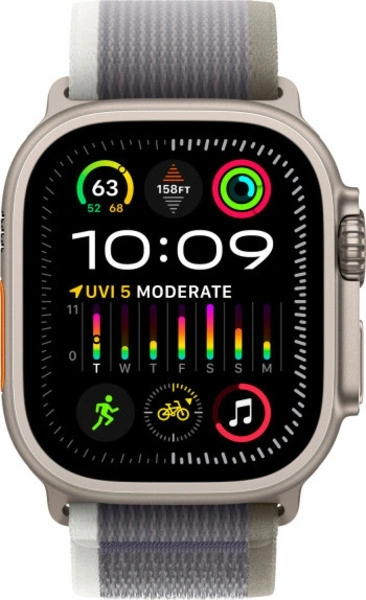 Apple Watch Ultra 2 GPS+Cellular 49mm, ремешок "Green/Grey Trail Loop" размер S/M 130-190 mm (MRF33/MRFN3). Фото 2