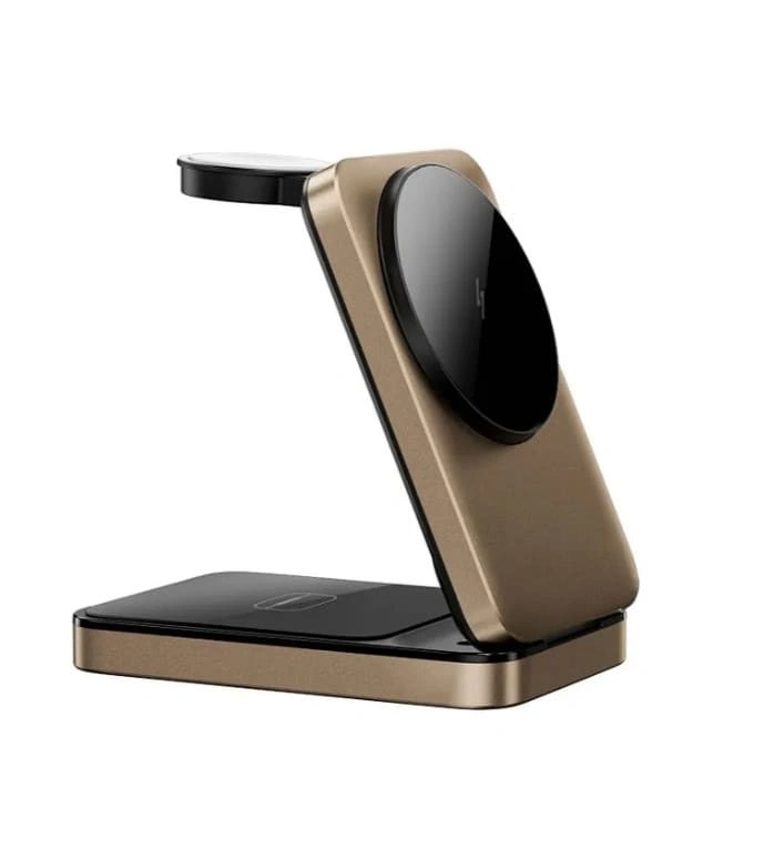 Беспроводная зарядная станция Wiwu Triple 3in1 Wireless Charger 15W Wi-W038, Gold. Фото 4