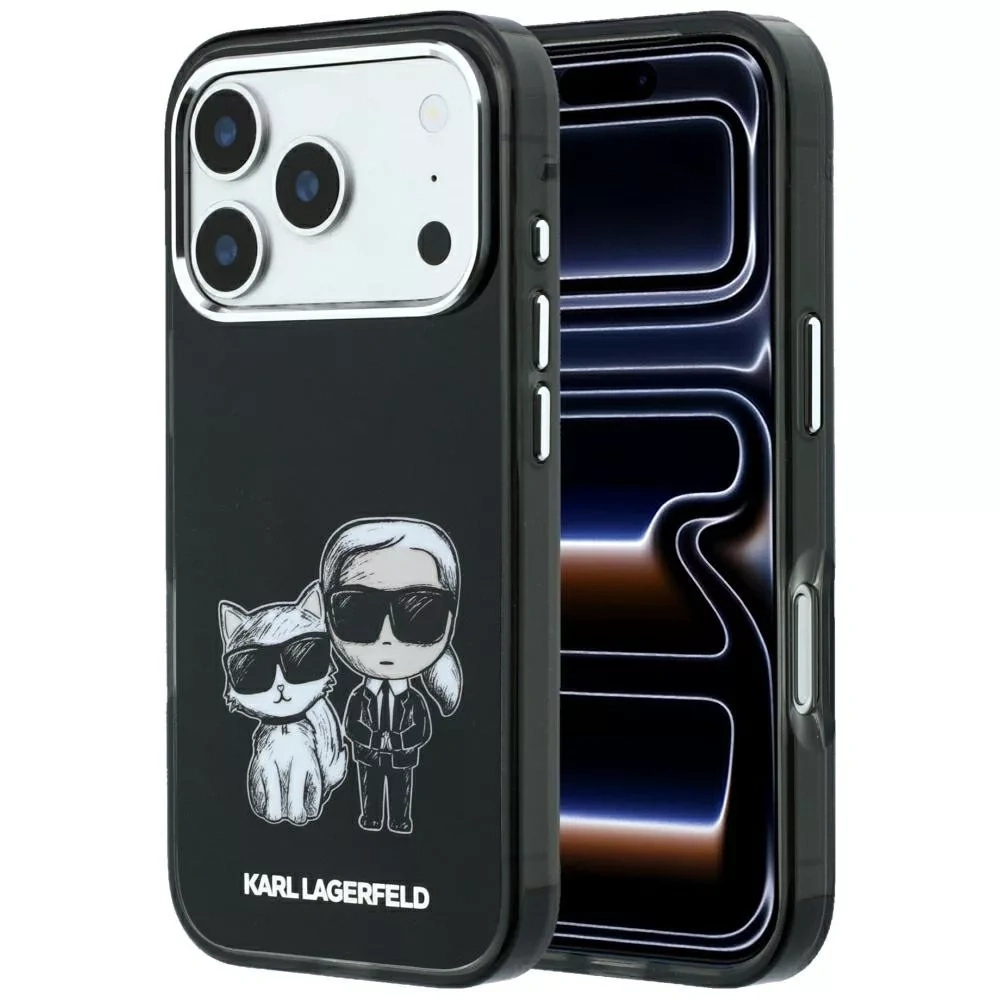 Накладка Lagerfeld для iPhone 18 Pro Max/17 Pro Max IML Sketch Karl&Choupette body Met cam Hard (MagSafe), Black (KLHMP18X6HKCIDK). Фото 1