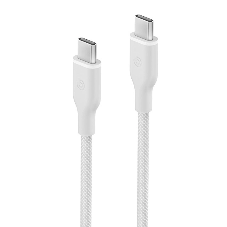 Кабель EnergEA Bazic GoCharge Weave USB-C to USB-C 60Вт 480 Мбит/с, Плетёный белый 1.5м (CBL-GCWE-WHT150). Фото 2