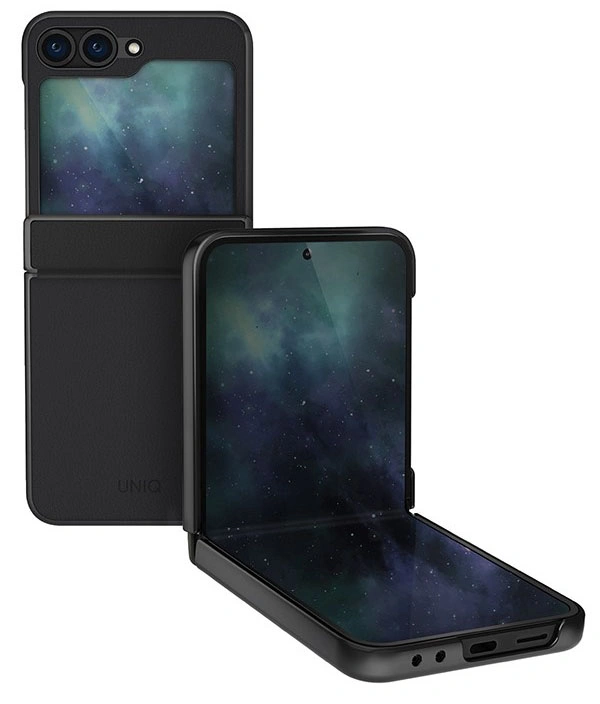 Чехол Uniq Hybrid для Samsung Galaxy Z Flip6/Z Flip5 ORA Premium leatherette, Black (GZFLIP6HYB-ORABLK). Фото 1