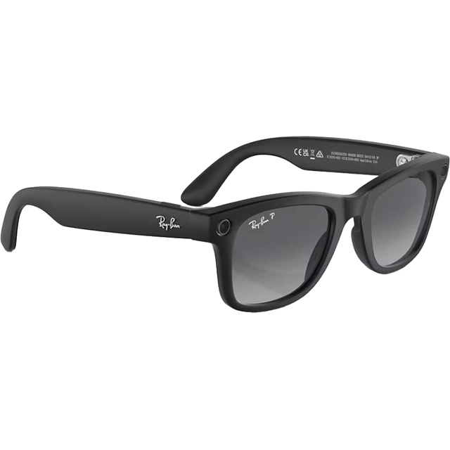 Умные очки Ray Ban Wayfarer RW4006 Матовый черный / Поляризационные градиентные графитовые M 150-50mm (601/ST350). Фото 5