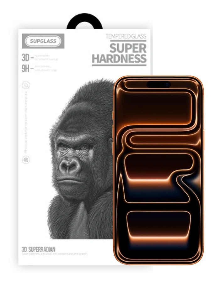 Защитное стекло SupGlass для iPhone 17 Pro 3D SG-11, Чёрное. Фото 1