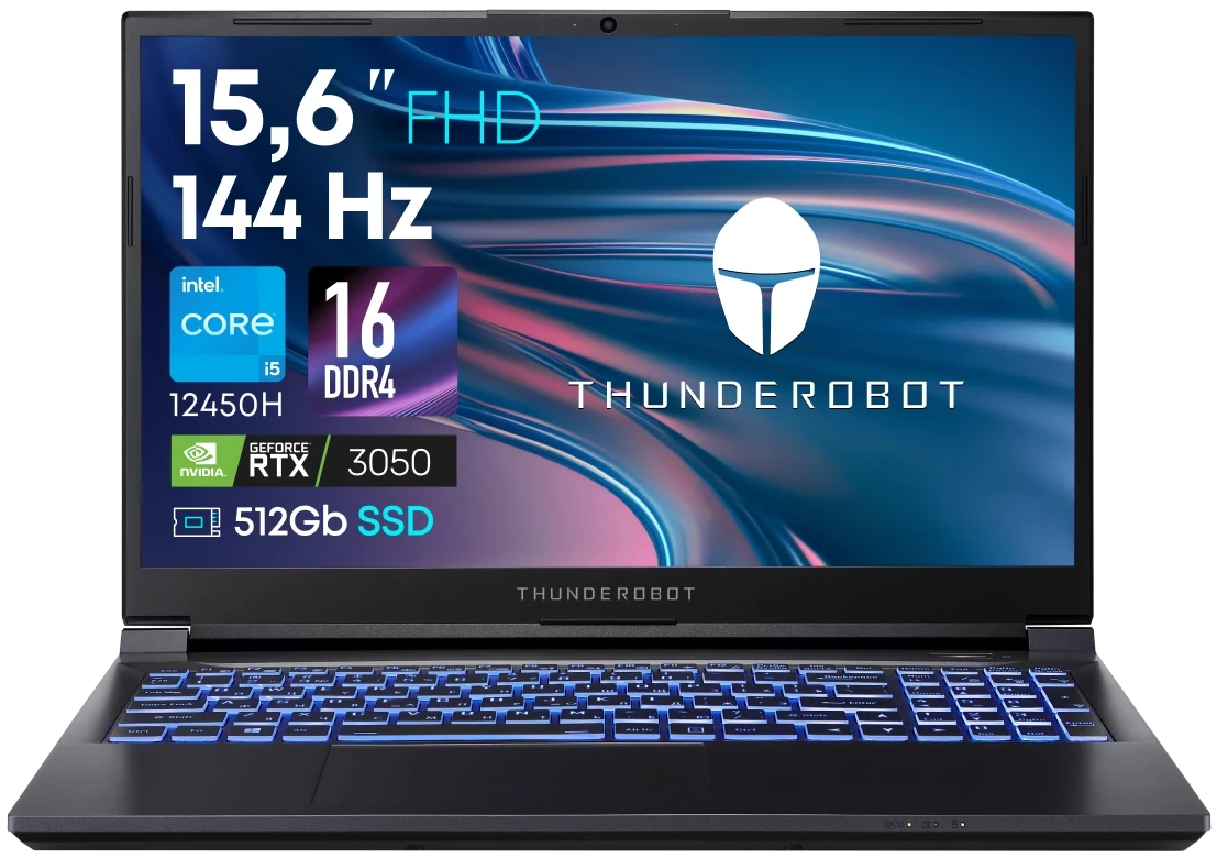 Ноутбук Thunderobot 911S Core D Чёрный (15.6" Intel Core i5 12450H, 16Гб, 512Гб SSD, Nvidia RTX 3050 4Гб, без ОС) (JT009K00FRU). Фото 1