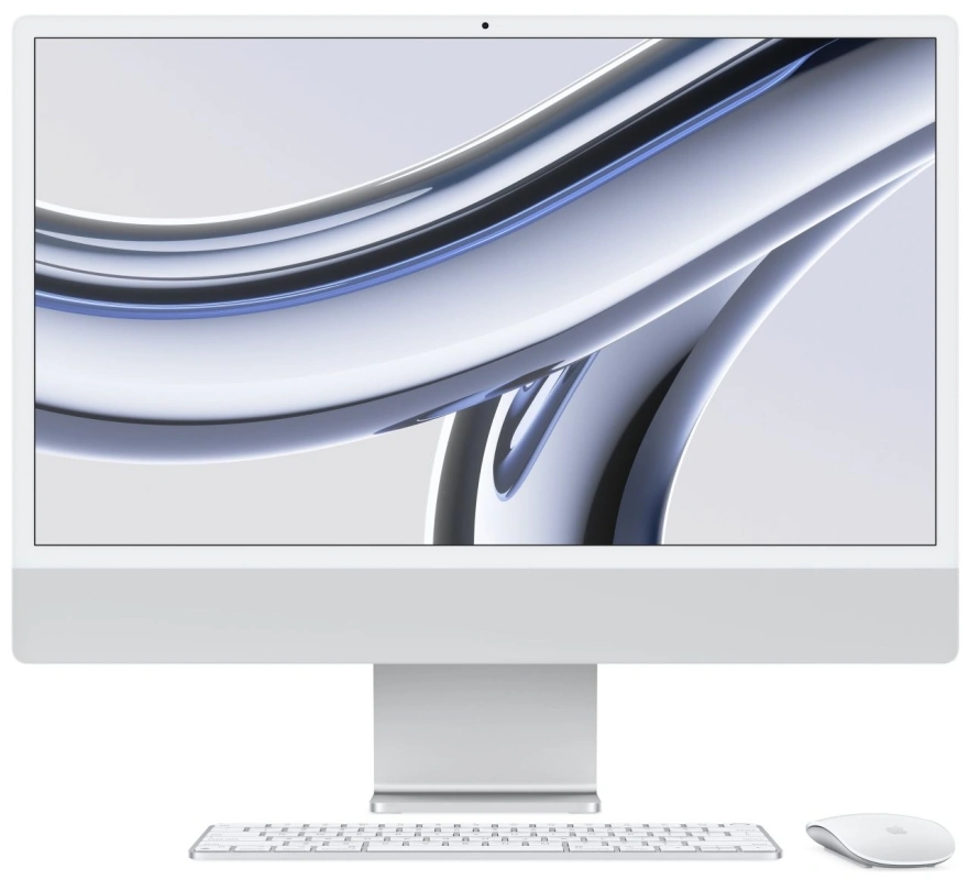 Apple iMac 24" Retina 4,5K, (MQR93) (M3, 8C CPU, 8C GPU, 8 ГБ, 256 ГБ SSD, 2023), Silver. Фото 1