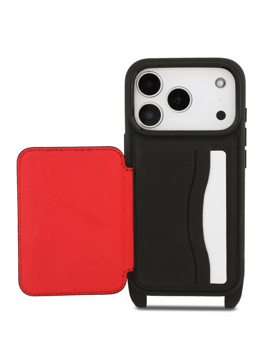 Накладка Lagerfeld для iPhone 17 Pro Max Crossbody cardslot PU Saffiano Autograph Hard, Чёрная (KLHCP17XSAKLCK). Фото 5