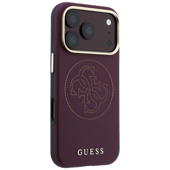 Накладка Guess для iPhone 18 Pro Max / 17 Pro Max PU Smooth SW 4G Perf logo Met Cam Hard (MagSafe), Burgundy (GUHMP18X6PS4SRGU). Фото 4
